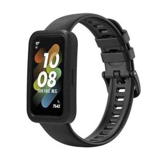 For Huawei Band 8 Silicone Protective Case + Silicone Watch Band Kit(Black)