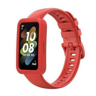 For Huawei Band 8 Silicone Protective Case + Silicone Watch Band Kit(Red)