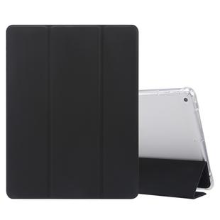 For iPad 9.7(2018)/(2017)/Air 2/Air 3-folding Electric Pressed Skin Texture Horizontal Flip Shockproof Transparent TPU + PU Leather Case with Holder & Pen Slot & Sleep / Wake-up Function(Black)
