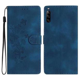 For Sony Xperia L4 Flower Butterfly Embossing Pattern Leather Phone Case(Blue)