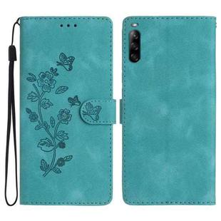 For Sony Xperia L4 Flower Butterfly Embossing Pattern Leather Phone Case(Sky Blue)
