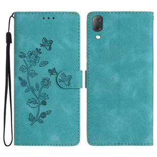 For Sony Xperia L3 Flower Butterfly Embossing Pattern Leather Phone Case(Sky Blue)