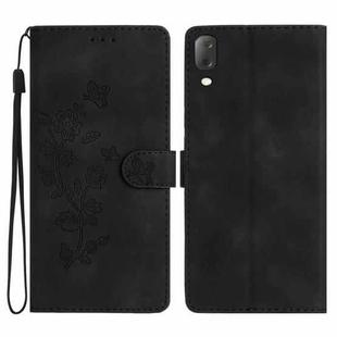 For Sony Xperia L3 Flower Butterfly Embossing Pattern Leather Phone Case(Black)