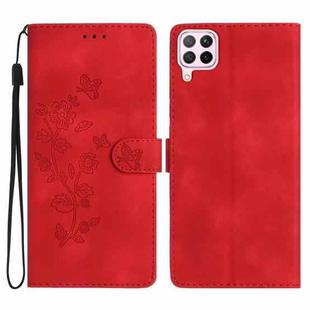 For Huawei P40 lite Flower Butterfly Embossing Pattern Leather Phone Case(Red)