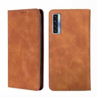 For TCL 20s / 20 5G / 20L / 20L+ Skin Feel Magnetic Leather Phone Case(Light Brown)