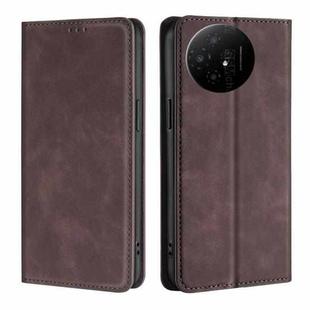 For TCL 50 XL Skin Feel Magnetic Leather Phone Case(Dark Brown)