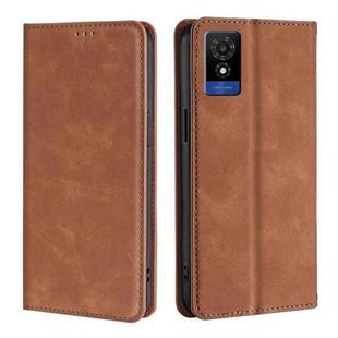 For TCL 501 4G Skin Feel Magnetic Leather Phone Case(Light Brown)