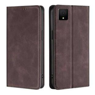 For TCL 502 Skin Feel Magnetic Leather Phone Case(Dark Brown)