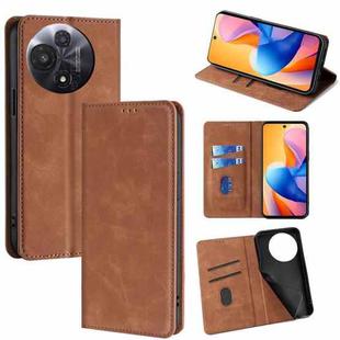 For TCL 60R 5G Skin Feel Magnetic Leather Phone Case(Light Brown)