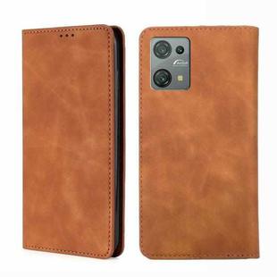 For Blackview Oscal C30 Skin Feel Magnetic Leather Phone Case(Light Brown)