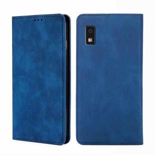 For Sharp Aqous Wish3 Skin Feel Magnetic Leather Phone Case(Blue)