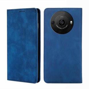 For Sharp Aquos R8 SH-52D Skin Feel Magnetic Leather Phone Case(Blue)