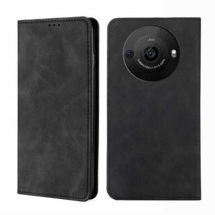 For Sharp Aquos R8 SH-52D Skin Feel Magnetic Leather Phone Case(Black)