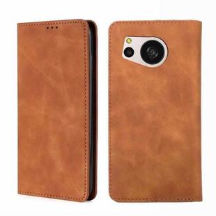 For Sharp Aquos Sense 8 Skin Feel Magnetic Leather Phone Case(Light Brown)