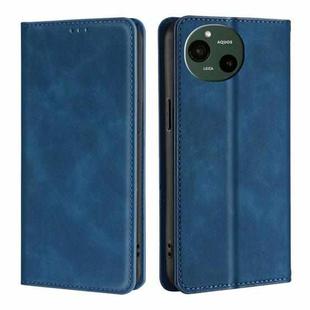 For Sharp Aquos R9 Skin Feel Magnetic Leather Phone Case(Blue)