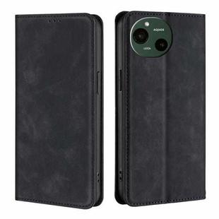 For Sharp Aquos R9 Skin Feel Magnetic Leather Phone Case(Black)