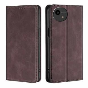 For Sharp Aquos Wish4 Skin Feel Magnetic Leather Phone Case(Dark Brown)