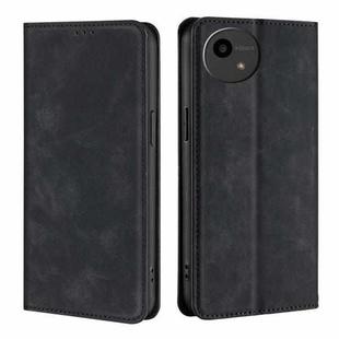 For Sharp Aquos Wish4 Skin Feel Magnetic Leather Phone Case(Black)