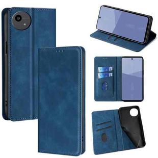 For Sharp Aqous wish5 Skin Feel Magnetic Leather Phone Case(Blue)