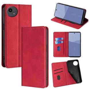For Sharp Aqous wish5 Skin Feel Magnetic Leather Phone Case(Red)