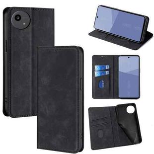 For Sharp Aqous wish5 Skin Feel Magnetic Leather Phone Case(Black)