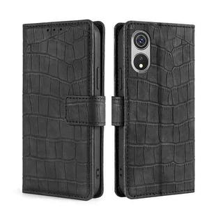 For CUBOT P60 Skin Feel Crocodile Magnetic Clasp Leather Phone Case(Black)