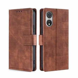 For CUBOT P60 Skin Feel Crocodile Magnetic Clasp Leather Phone Case(Brown)