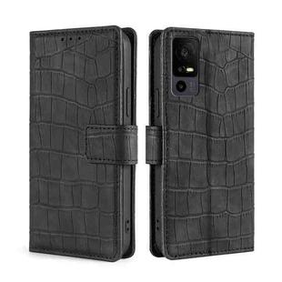 For TCL 40 XE 5G / 40X 5G T601D Skin Feel Crocodile Magnetic Clasp Leather Phone Case(Black)