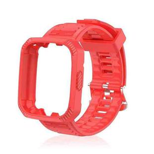 For Redmi Watch 3 Carbon Fiber Texture Integrated Silicone Watch Band(Red)