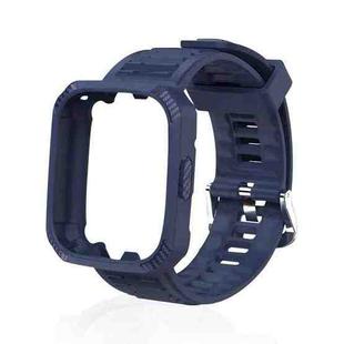 For Redmi Watch 3 Carbon Fiber Texture Integrated Silicone Watch Band(Dark Blue)