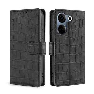 For Tecno Camon 20 Pro 4G Skin Feel Crocodile Magnetic Clasp Leather Phone Case(Black)