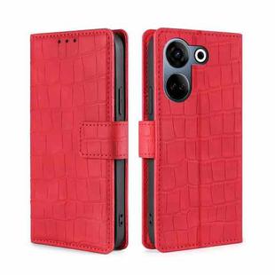 For Tecno Camon 20 Pro 4G Skin Feel Crocodile Magnetic Clasp Leather Phone Case(Red)