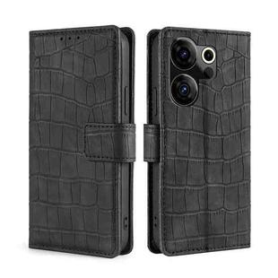 For Tecno Camon 20 Premier 5G Skin Feel Crocodile Magnetic Clasp Leather Phone Case(Black)