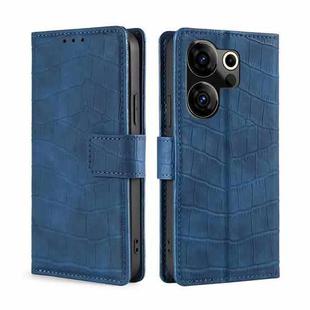For Tecno Camon 20 Premier 5G Skin Feel Crocodile Magnetic Clasp Leather Phone Case(Blue)