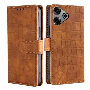 For Tecno Pova 6 Pro 5G Skin Feel Crocodile Magnetic Clasp Leather Phone Case(Brown)