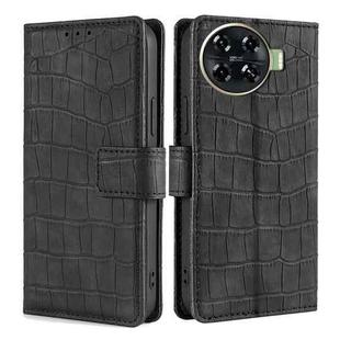 For Tecno Spark 20 Pro+ 4G Skin Feel Crocodile Magnetic Clasp Leather Phone Case(Black)