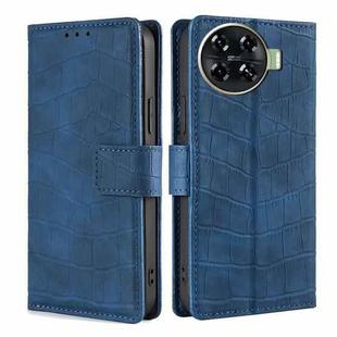 For Tecno Spark 20 Pro+ 4G Skin Feel Crocodile Magnetic Clasp Leather Phone Case(Blue)