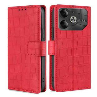 For Tecno Pova 6 5G Skin Feel Crocodile Magnetic Clasp Leather Phone Case(Red)