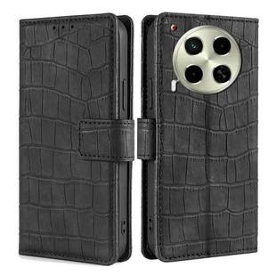 For Tecno Camon 30 Skin Feel Crocodile Magnetic Clasp Leather Phone Case(Black)