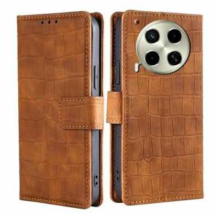 For Tecno Camon 30 Skin Feel Crocodile Magnetic Clasp Leather Phone Case(Brown)