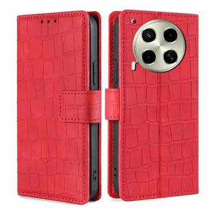 For Tecno Camon 30 Skin Feel Crocodile Magnetic Clasp Leather Phone Case(Red)