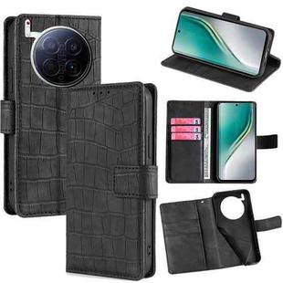 For Tecno Camon 40 Premier 5G Skin Feel Crocodile Magnetic Clasp Leather Phone Case(Black)