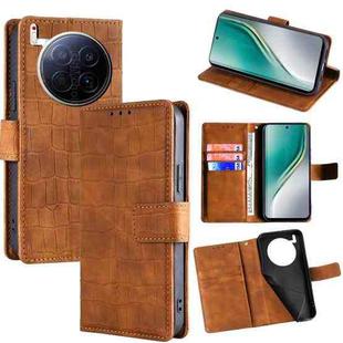 For Tecno Camon 40 Premier 5G Skin Feel Crocodile Magnetic Clasp Leather Phone Case(Brown)