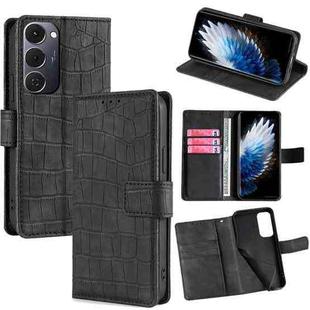 For Tecno Spark 40 Pro+ 4G Skin Feel Crocodile Magnetic Clasp Leather Phone Case(Black)