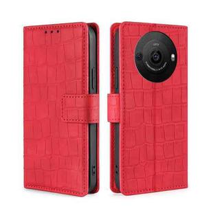 For Sharp Aquos R8 Pro SH-51 Skin Feel Crocodile Magnetic Clasp Leather Phone Case(Red)