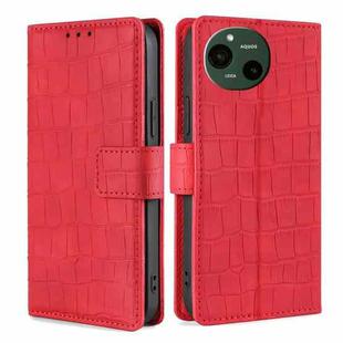 For Sharp Aquos R9 Skin Feel Crocodile Magnetic Clasp Leather Phone Case(Red)