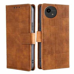 For Sharp Aquos Wish4 Skin Feel Crocodile Magnetic Clasp Leather Phone Case(Brown)