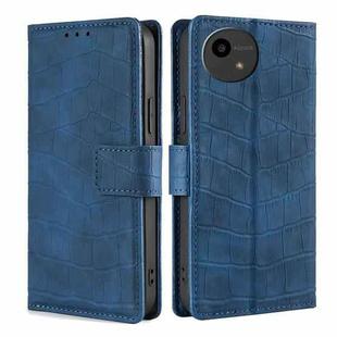 For Sharp Aquos Wish4 Skin Feel Crocodile Magnetic Clasp Leather Phone Case(Blue)