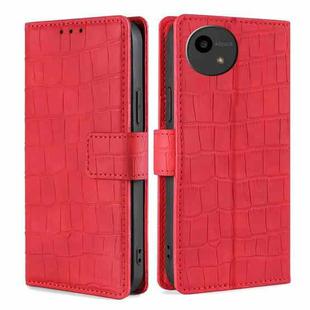 For Sharp Aquos Wish4 Skin Feel Crocodile Magnetic Clasp Leather Phone Case(Red)