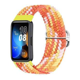 For Huawei Band 8 Nylon Braided Buckle Watch Band(Colorful Orange)